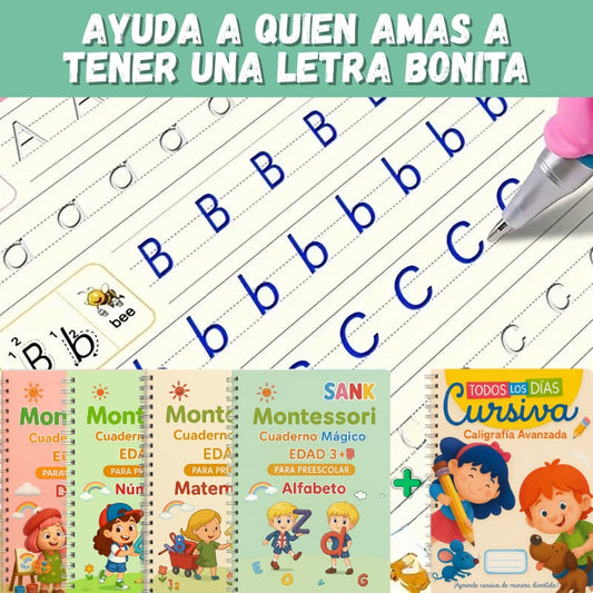 🌟 Set de 4 Libros Mágicos + Cuaderno Digital de Caligrafía Avanzada 🎁